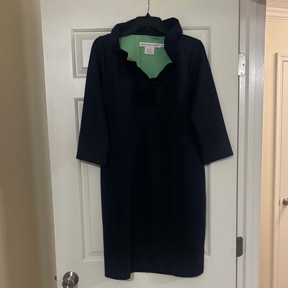 Gretchen Scott Designs Navy Ruffle Dress